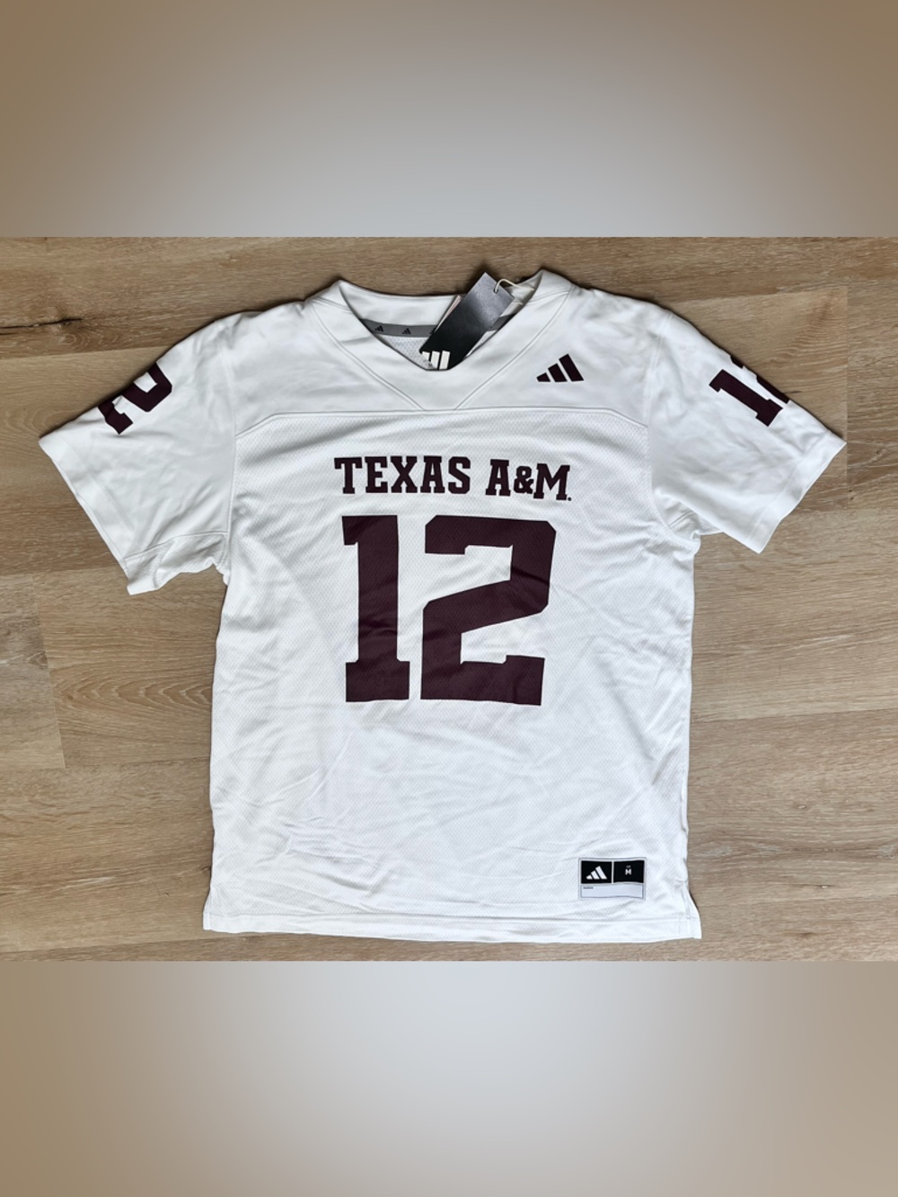 Texas A&M White Away Football Jersey - 12TH Man #12 Adidas $90 NEW NWT M medium